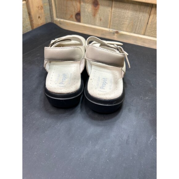 Propét Womens Beige Leather Adjustable Sandals Size 10 S (4A) Narrow Fit - Picture 4 of 9